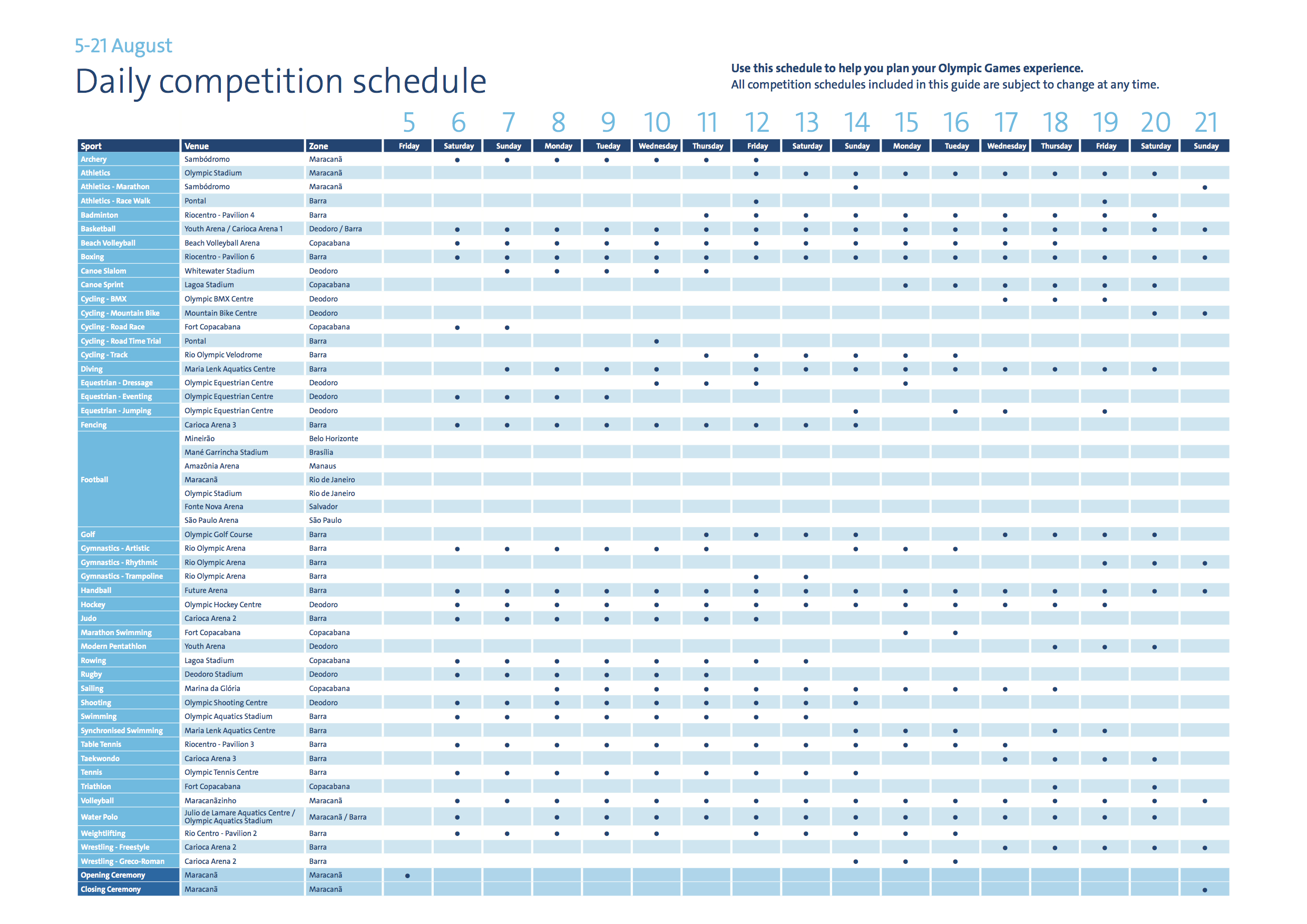 Printable Olympic Schedule 2018 PyeongChang Olympics Schedule
