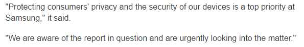 Samsung's Statement