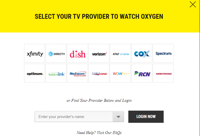 Oxygen TV Providers