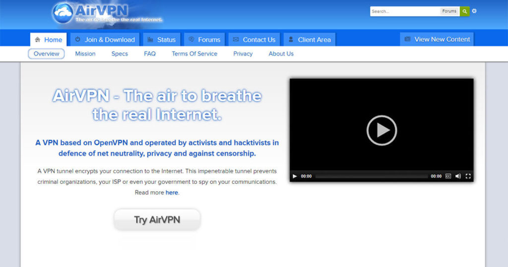 AirVPN Website 