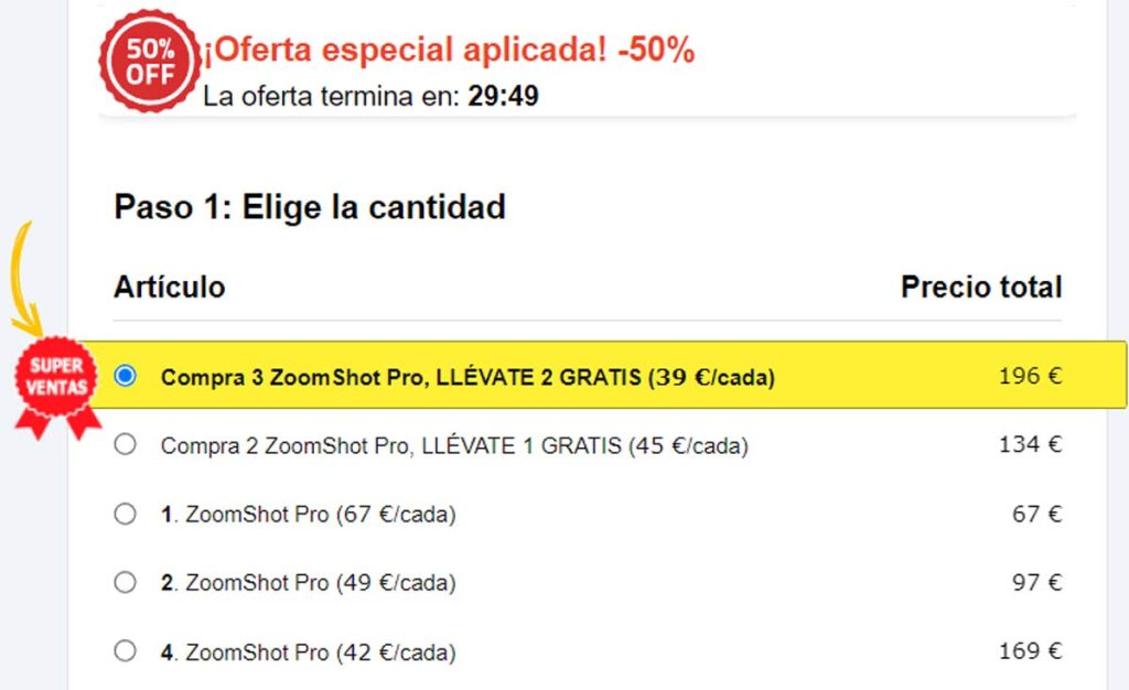 zoomshot precio